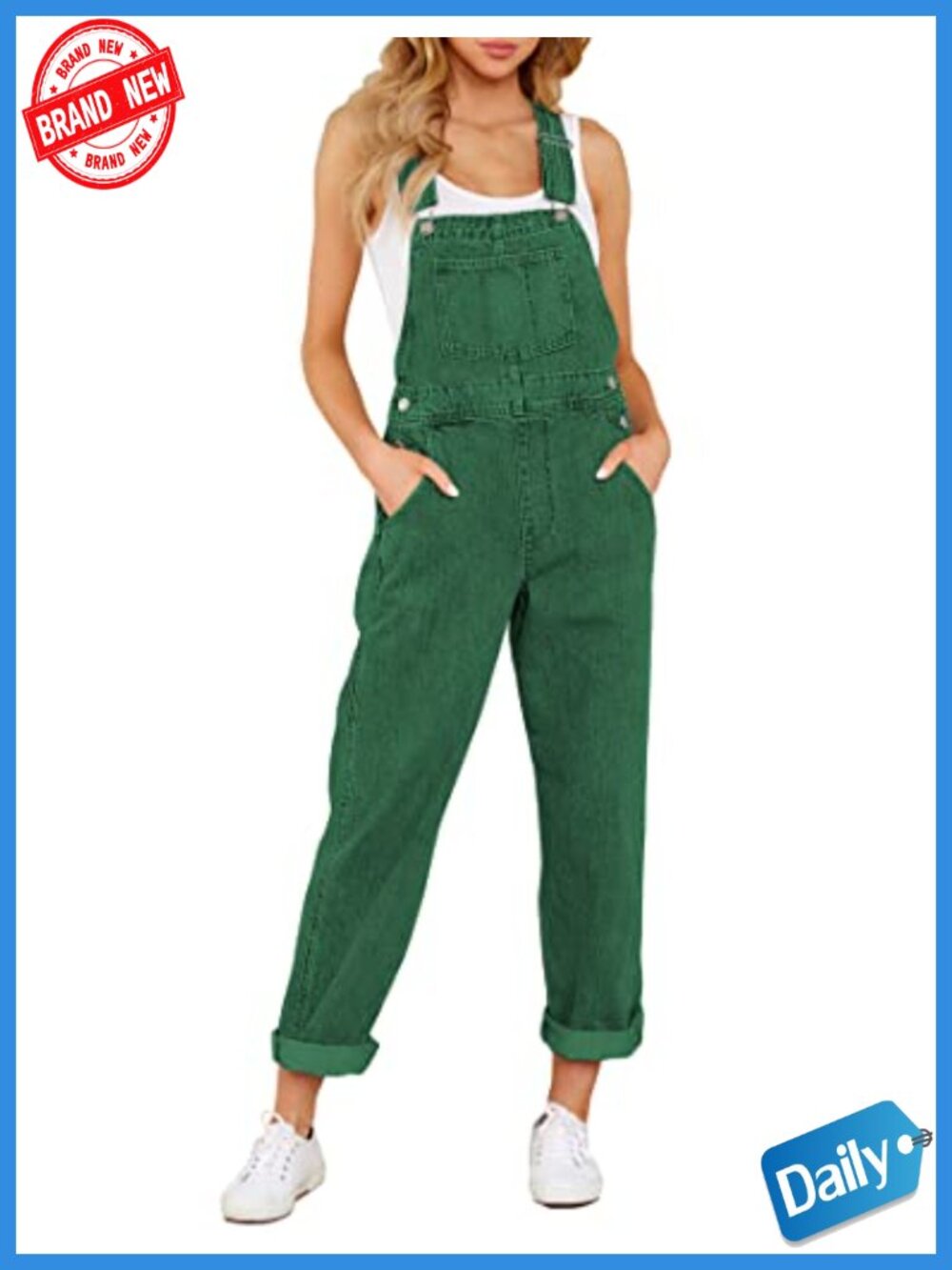 Women's Baggy Denim Bib Overalls High Waist Adjustable Straps Casual Loose Fit